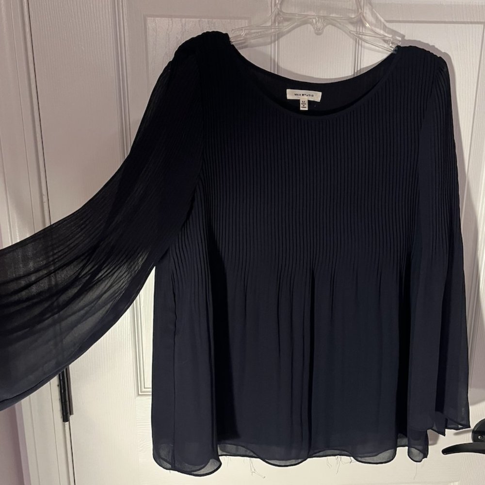 Long Sleeve Navy Blouse